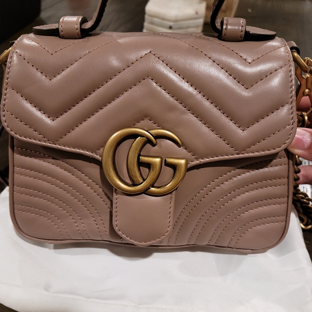 NWOT Gucci GG Marmont Mini Top Handle Bag